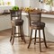 29 Inches Swivel Counter Height Barstool Set of 2 with Rattan Backrest and Footrest-Brown